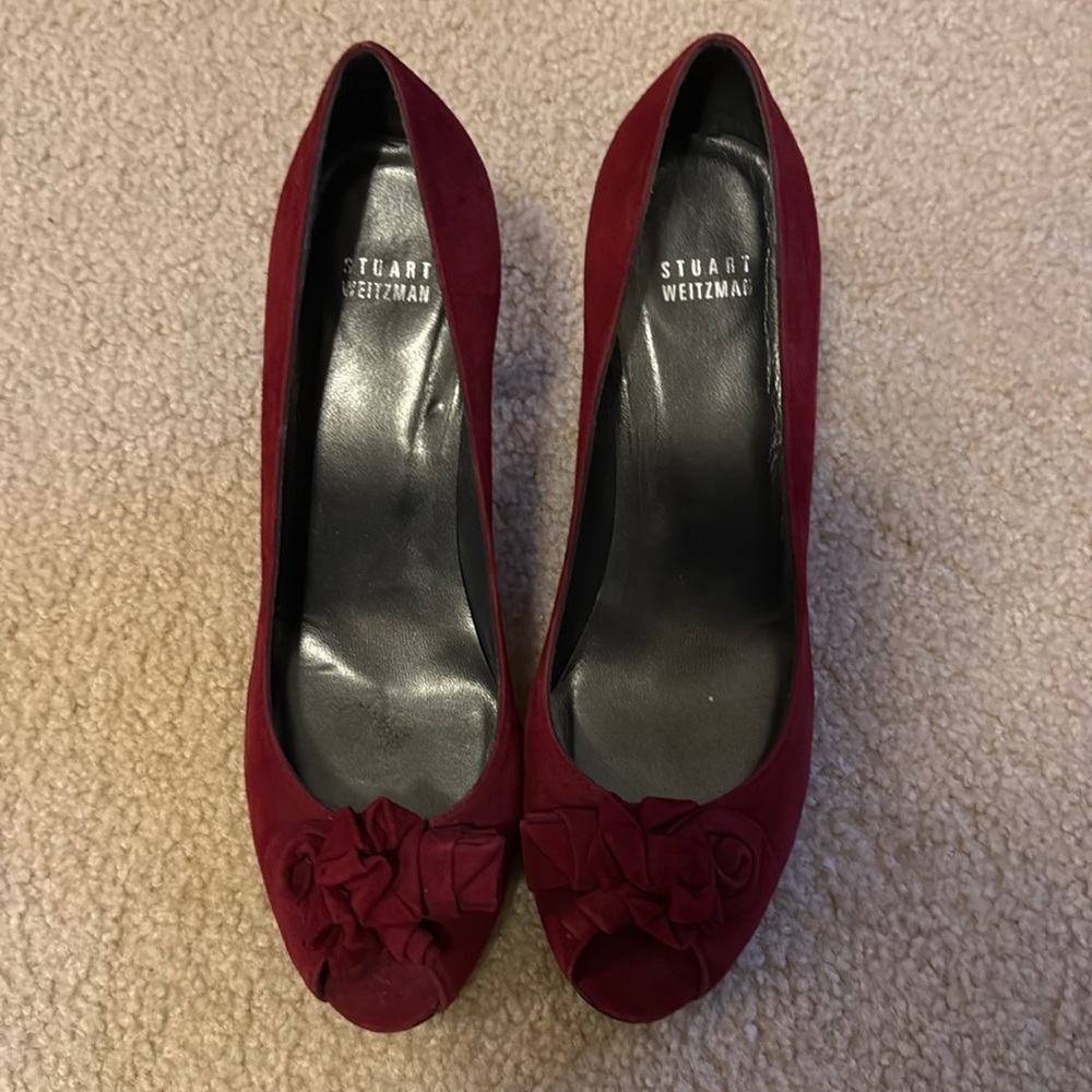 Wine colored velvet Stuart Weitzman heels
